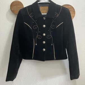 VTG 90s Y2K Western Saddle Ridge Cropped Jacket Black USA Rodeo Cowgirl Small